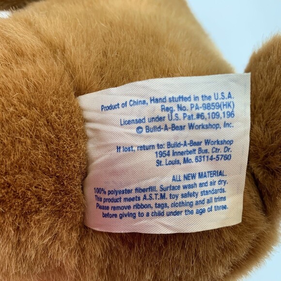 Build a Bear Workshop BABW Brown Teddy Bear Plush Stuffed 12" high Sitting Down - Picture 7 of 7